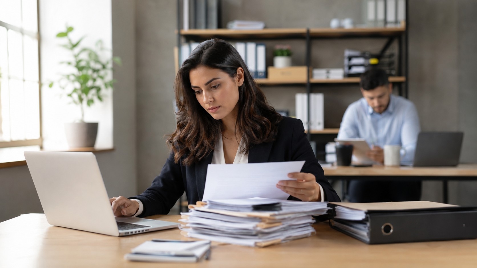 Documents et ordinateur dans un bureau